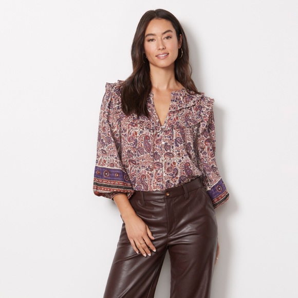 Cleobella Tops - Cleobella Samara Bishop Sleeve Printed Cotton Blouse